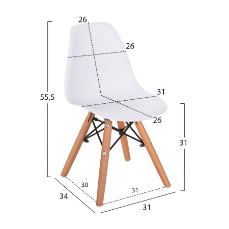 ΚΑΡΕΚΛΑ TWIST KID HM8453.01 ΞΥΛΙΝΑ ΠΟΔΙΑ Κ ΚΑΘΙΣΜΑ PP ΛΕΥΚΟ 30,5Χ33Χ59 ΕΚ