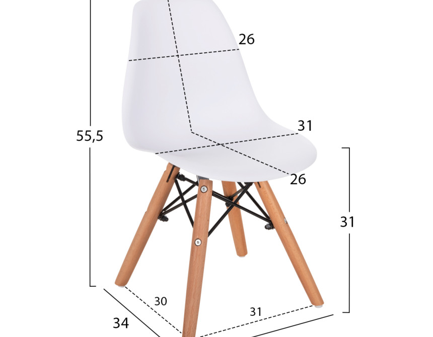 ΚΑΡΕΚΛΑ TWIST KID HM8453.01 ΞΥΛΙΝΑ ΠΟΔΙΑ Κ ΚΑΘΙΣΜΑ PP ΛΕΥΚΟ 30,5Χ33Χ59 ΕΚ