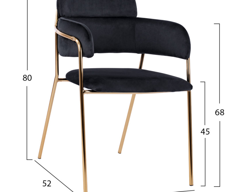 ΠΟΛΥΘΡΟΝΑΚΙ KELSO HM8521.04 ΒΕΛΟΥΔΟ ΜΑΥΡΟ & ΕΠΙΧΡΥΣΟ ΠΟΔΙ 52,5x52x80Υ εκ.
