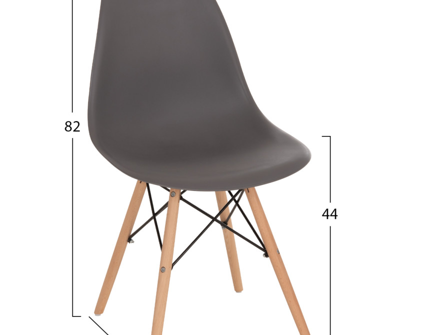 ΚΑΡΕΚΛΑ ΜΕ ΞΥΛΙΝΑ ΠΟΔΙΑ ΚΑΙ ΚΑΘΙΣΜΑ TWIST PP ΓΚΡΙ HM8460.10 46x50x82 εκ.