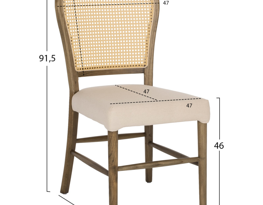ΚΑΡΕΚΛΑ ΤΟΟΝ ΞΥΛΟ RATTAN ΥΦΑΣΜΑ HM9406.04 47x52x91,5Υεκ.