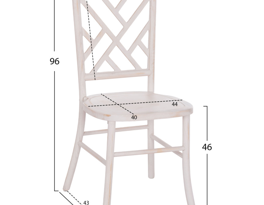 ΚΑΡΕΚΛΑ ΑΠΟ ΤΟΟΝ ΞΥΛΟ WHITE WASH 41x46x95Υεκ.HM9410.05