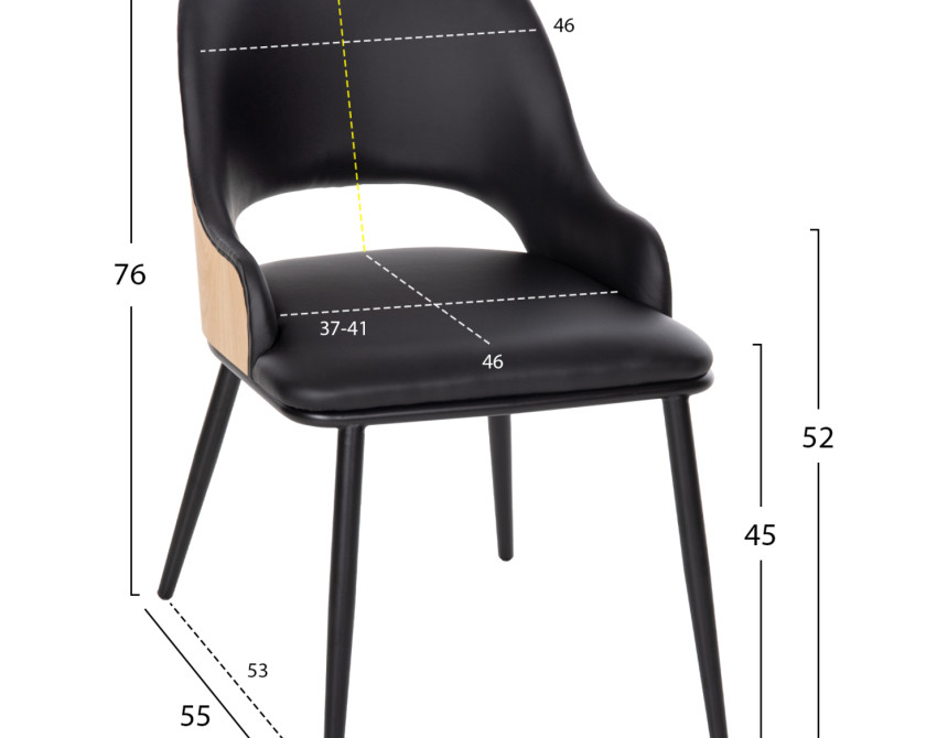 ΚΑΡΕΚΛΑ DELF HM9617.01 PU ΜΑΥΡΟ-ΜΑΥΡΑ ΜΕΤΑΛ. ΠΟΔΙΑ-ΞΥΛΙΝΗ ΠΛΑΤΗ ΦΥΣΙΚΟ 48x55x76Υεκ.