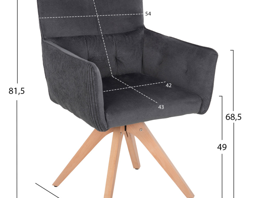ΠΟΛΥΘΡΟΝΑΚΙ QUILL HM9843.03 ΓΚΡΙ ΥΦΑΣΜΑ-ΞΥΛΟ ΟΞΙΑΣ ΠΟΔΙΑ 61x57,5x91Υεκ.