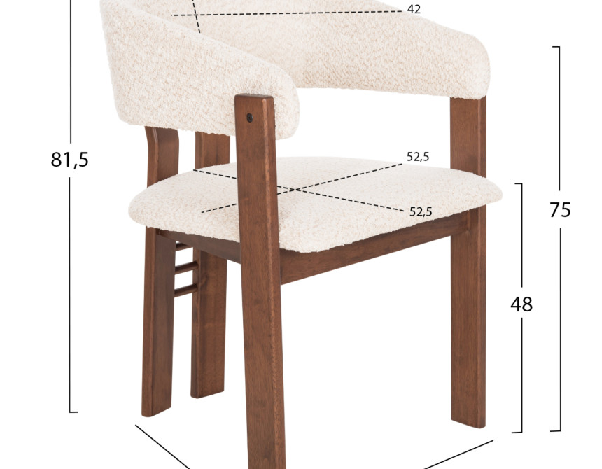 ΚΑΡΕΚΛΑ ZARRA HM9970.03 RUBBERWOOD ΣΕ ΚΑΡΥΔΙ-ΕΚΡΟΥ ΜΠΟΥΚΛΕ ΥΦΑΣΜΑ 55,5x59x81,5Υεκ