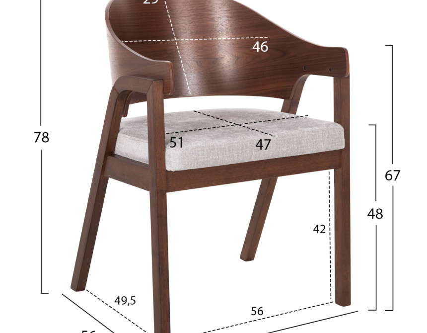 ΚΑΡΕΚΛΑ NERO HM9972 RUBBERWOOD ΣΕ ΚΑΡΥΔΙ-ΓΚΡΙ ΥΦΑΣΜΑ ΚΑΘΙΣΜΑ 56x56x78Yεκ.