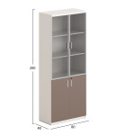 ΒΙΒΛΙΟΘΗΚΗ NEWLINE HM18281 ΜΕΛΑΜΙΝΗ ΛΕΥΚΗ & ΚΑΦΕ--ΓΥΑΛΙ 80x40x200Υεκ.