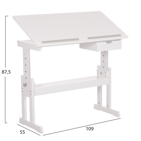 ΓΡΑΦΕΙΟ/ΣΧΕΔΙΑΣΤΗΡΙΟ ΠΑΙΔΙΚΟ ASCENT HM18289 MDF ΣΕ ΛΕΥΚΟ 109x55x87,5Υεκ