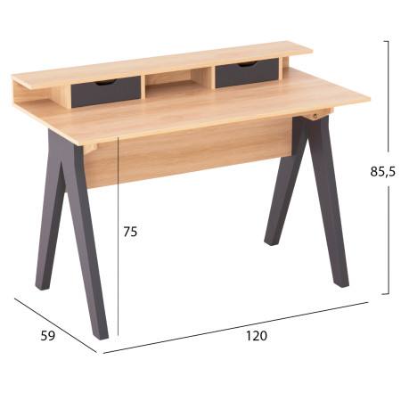 ΓΡΑΦΕΙΟ REXIN HM18290 ΜΕΛΑΜΙΝΗ ΣΕ SONAMA-ΓΚΡΙ 120x19-59x75-85,5ΥΥεκ.
