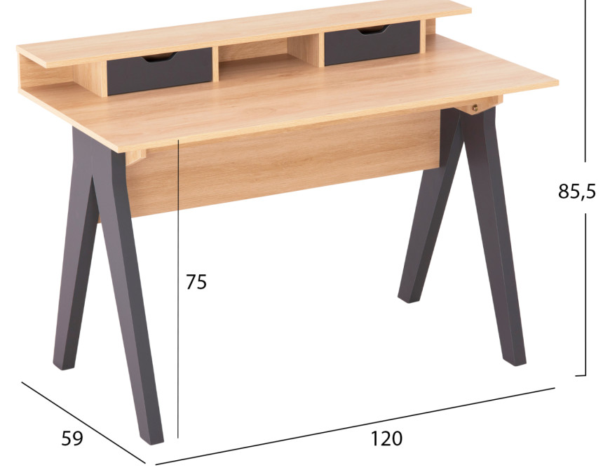 ΓΡΑΦΕΙΟ REXIN HM18290 ΜΕΛΑΜΙΝΗ ΣΕ SONAMA-ΓΚΡΙ 120x19-59x75-85,5ΥΥεκ.