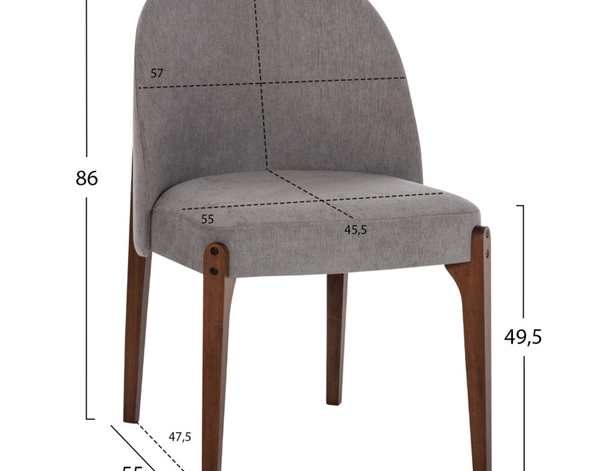 ΚΑΡΕΚΛΑ ΤΡΑΠΕΖΑΡΙΑΣ RAMMER HM9744.01 RUBBERWOOD ΣΕ ΚΑΡΥΔΙ-ΓΚΡΙ ΥΦΑΣΜΑ 57x55x86Υεκ.
