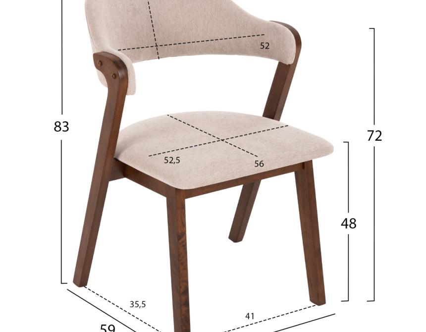 ΚΑΡΕΚΛΑ RIDER HM9734.02 RUBBERWOOD ΣΕ ΚΑΡΥΔΙ-ΥΦΑΣΜΑ ΕΚΡΟΥ 59x59x83Yεκ.