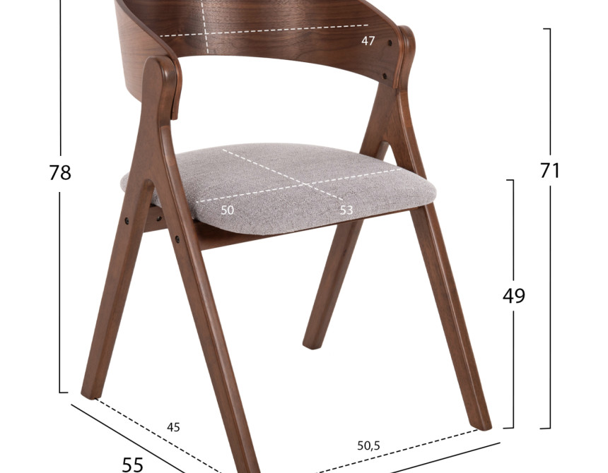 ΚΑΡΕΚΛΑ NEKKER HM9739.02 RUBBERWOOD ΣΕ ΚΑΡΥΔΙ-ΜΠΕΖ ΥΦΑΣΜΑ ΚΑΘΙΣΜΑ 56x55x78Yεκ.