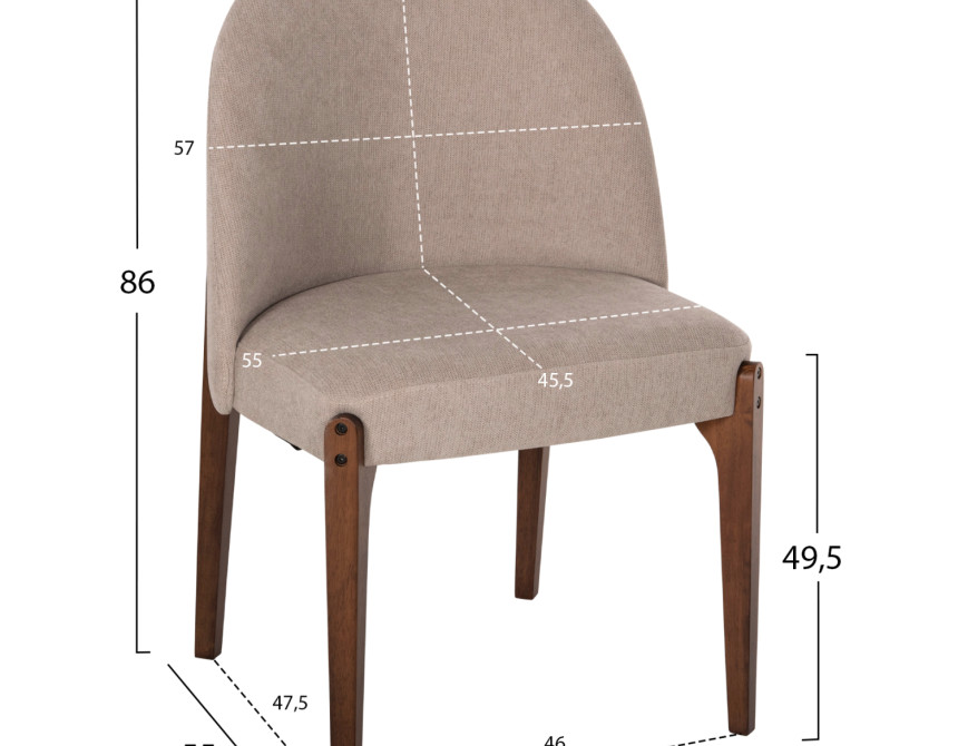 ΚΑΡΕΚΛΑ ΤΡΑΠΕΖΑΡΙΑΣ RAMMER HM9744.02 RUBBERWOOD ΣΕ ΚΑΡΥΔΙ-ΕΚΡΟΥ ΥΦΑΣΜΑ 57x55x86Υεκ.