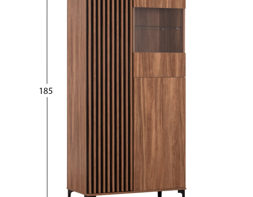ΒΙΤΡΙΝΑ ΣΕΙΡΑ HARRY HM18011.01 ΜΕΛΑΜΙΝΗ ΦΥΣΙΚΟ ΞΥΛΟΥ-ΜΑΥΡΟ 90x40x185Υεκ.