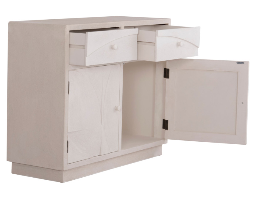 ΜΠΟΥΦΕΣ ΣΕΙΡΑ SANTORINI HM18046 MDF ΣΕ ΥΠΟΛΕΥΚΟ ΧΡΩΜΑ-2 ΣΥΡΤΑΡΙΑ & 2 ΠΟΡΤΕΣ 107x38x82,5Υεκ.