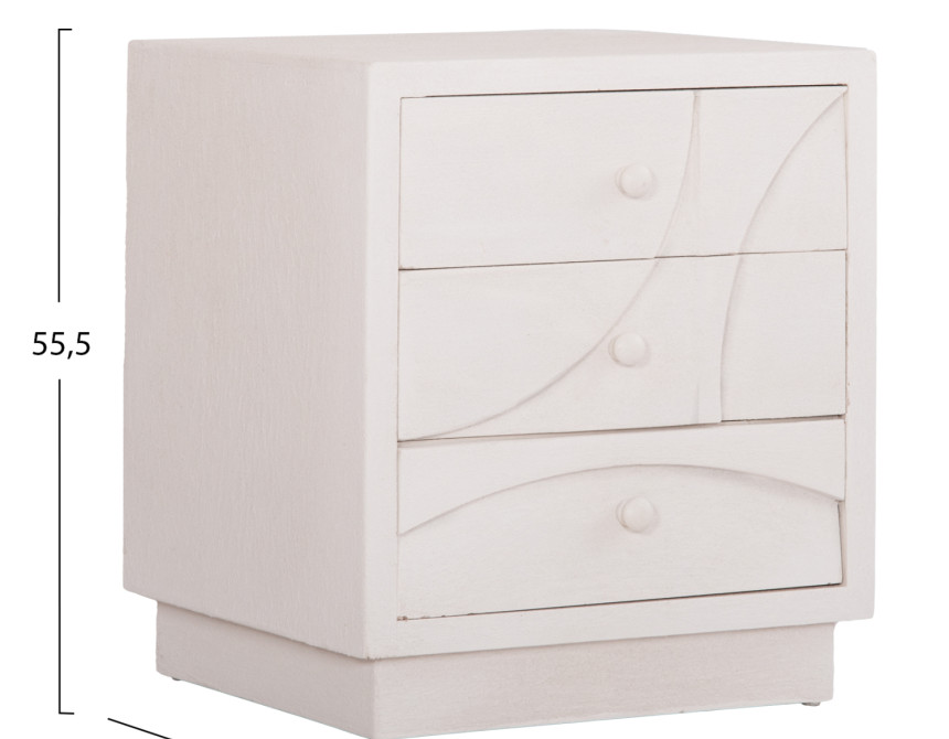 ΚΟΜΟΔΙΝΟ ΣΕΙΡΑ SANTORINI HM18047 MDF ΣΕ ΥΠΟΛΕΥΚΟ ΧΡΩΜΑ-3 ΣΥΡΤΑΡIA 48x38x55,5Υεκ.