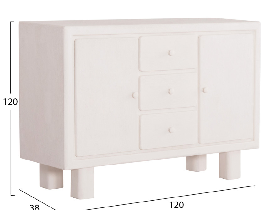 ΜΠΟΥΦΕΣ ΣΕΙΡΑ SANTORINI HM18048 MDF ΣΕ ΥΠΟΛΕΥΚΟ ΧΡΩΜΑ-3 ΣΥΡΤΑΡΙΑ & 2 ΠΟΡΤΕΣ 120x38x80Υεκ.