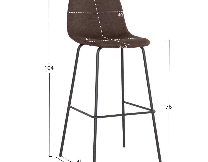 ΣΚΑΜΠΟ ΜΠΑΡ VINCENT HM8579.23 ΚΑΦΕ ΥΦΑΣΜΑ-ΜΑΥΡΟΣ ΜΕΤΑΛΛΙΚΟΣ ΣΚΕΛΕΤΟΣ 47x46x104Υεκ.