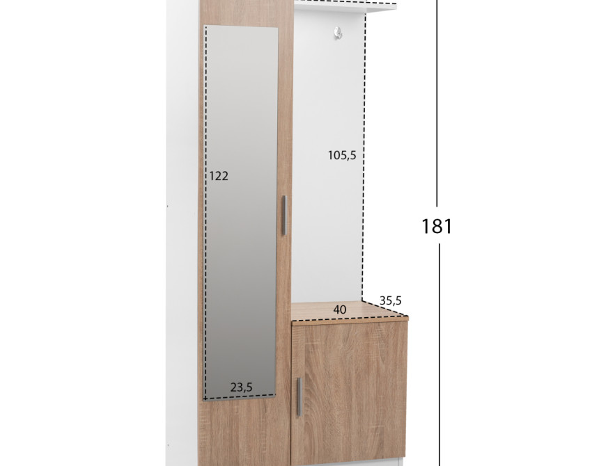 ΕΠΙΠΛΟ ΕΙΣΟΔΟΥ ΜΕ ΚΑΘΡΕΠΤΗ JANICE HM2264 SONAMA ΛΕΥΚΟ 70x37x181 εκ.