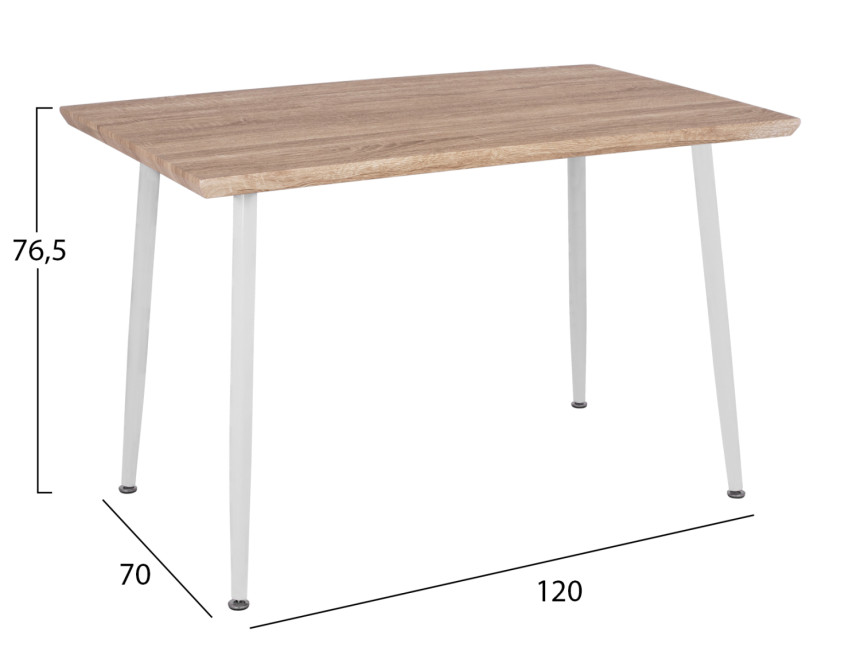 ΤΡΑΠΕΖΙ ΤΡΑΠΕΖΑΡΙΑΣ PALOMA HM8334.02, 120X70X76,5- SONOMA, ΛΕΥΚΑ ΠΟΔΙΑ