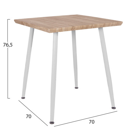 ΤΡΑΠΕΖΙ ΤΡΑΠΕΖΑΡΙΑΣ PALOMA HM8335.02, 70Χ70X76,5, SONOMA, ΛΕΥΚΑ ΠΟΔΙΑ