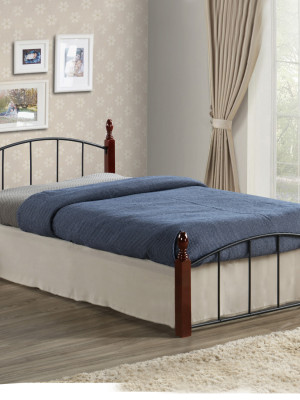 ΚΡΕΒΑΤΙ MAKAI ΜΕΤΑΛΛΟ ΞΥΛΟ ΚΑΡΥΔΙ ΣΤΡΩΜΑ 90X190 HM381