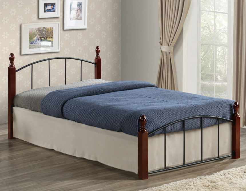 ΚΡΕΒΑΤΙ MAKAI ΜΕΤΑΛΛΟ ΞΥΛΟ ΚΑΡΥΔΙ ΣΤΡΩΜΑ 90X190 HM381