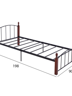 ΚΡΕΒΑΤΙ MAKAI ΜΕΤΑΛΛΟ ΞΥΛΟ ΚΑΡΥΔΙ ΣΤΡΩΜΑ 90X190 HM381