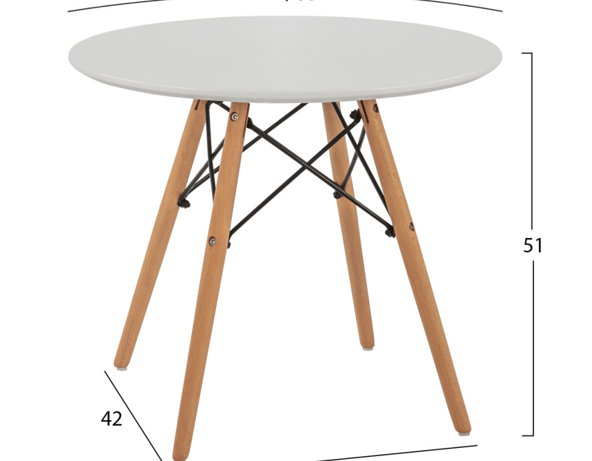 ΤΡΑΠΕΖΙ MINIMAL KID HM8451.01 ΣΤΡΟΓΓYΛΟ Φ60X51Υ ΛΕΥΚΟ