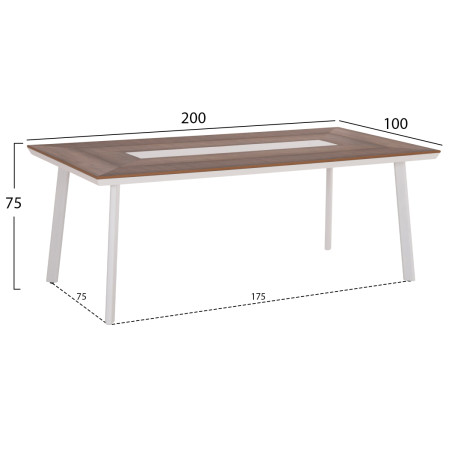 ΤΡΑΠΕΖΙ ΑΛΟΥΜΙΝΙΟΥ TABER ΜΕ POLYWOOD 200X100 ΛΕΥΚΟ HM5131.11