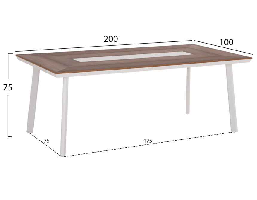 ΤΡΑΠΕΖΙ ΑΛΟΥΜΙΝΙΟΥ TABER ΜΕ POLYWOOD 200X100 ΛΕΥΚΟ HM5131.11