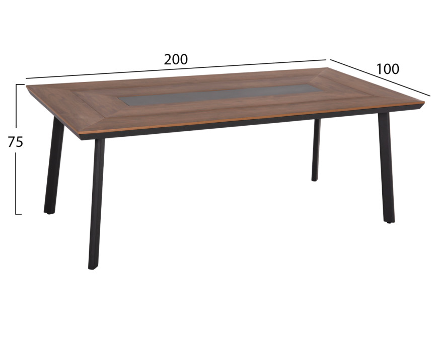 ΤΡΑΠΕΖΙ ΑΛΟΥΜΙΝΙΟΥ TABER ΜΕ POLYWOOD 200X94 ΓΚΡΙ HM5131.12
