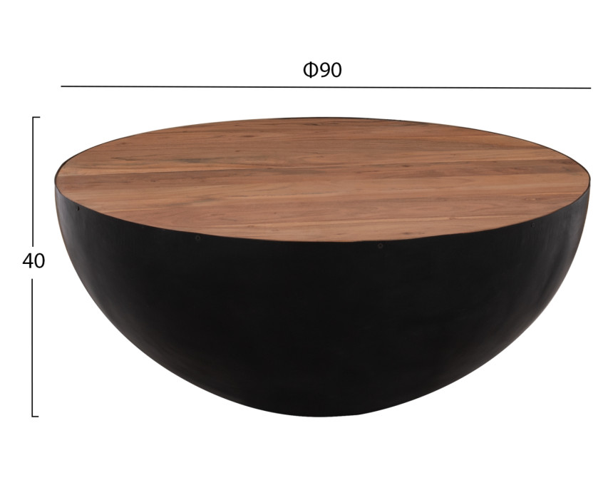 ΔΙΑΚΟΣΜΗΤΙΚΟ ΤΡΑΠΕΖΙ ΣΑΛΟΝΙΟΥ BOWL Φ90X40Yεκ. ΜΑΥΡΟ ΜΕ ΞΥΛΟ ΑΚΑΚΙΑΣ HM8717.01