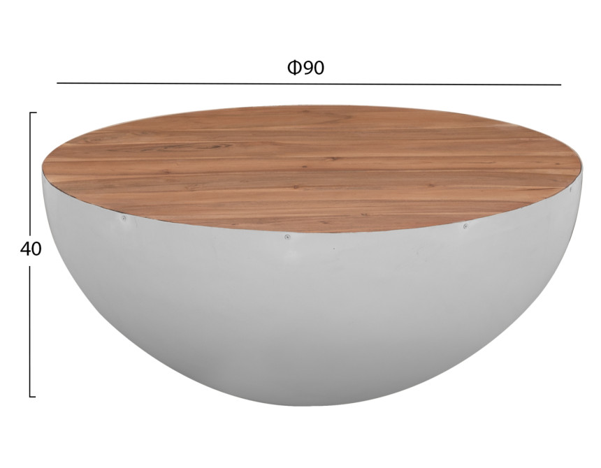 ΔΙΑΚΟΣΜΗΤΙΚΟ ΤΡΑΠΕΖΙ ΣΑΛΟΝΙΟΥ BOWL Φ90X40Yεκ. ΛΕΥΚΟ ΜΕ ΞΥΛΟ ΑΚΑΚΙΑΣ HM8717.03