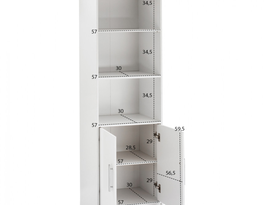 ΒΙΒΛΙΟΘΗΚΗ ΜΕΛΑΜΙΝΗΣ ENSLEY HM2027.05 ΣΕ ΛΕΥΚΗ ΑΠΟΧΡΩΣΗ 60x30x180 εκ.