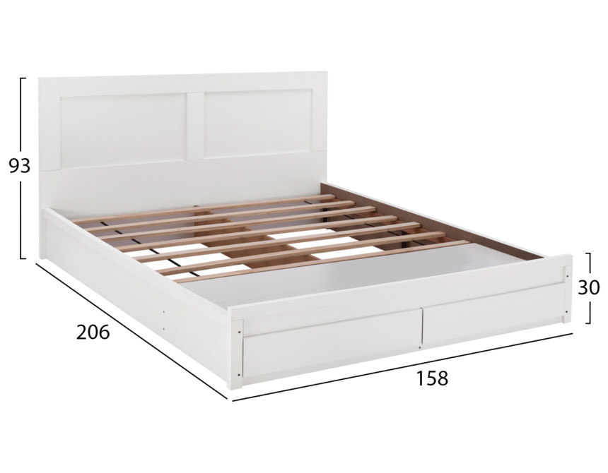 ΚΡΕΒΑΤΙ CAPRI HM312.05 ΜΕ 2 ΣΥΡΤΑΡΙΑ ΛΕΥΚΟ ΓΙΑ ΣΤΡΩΜΑ 150x200 εκ.
