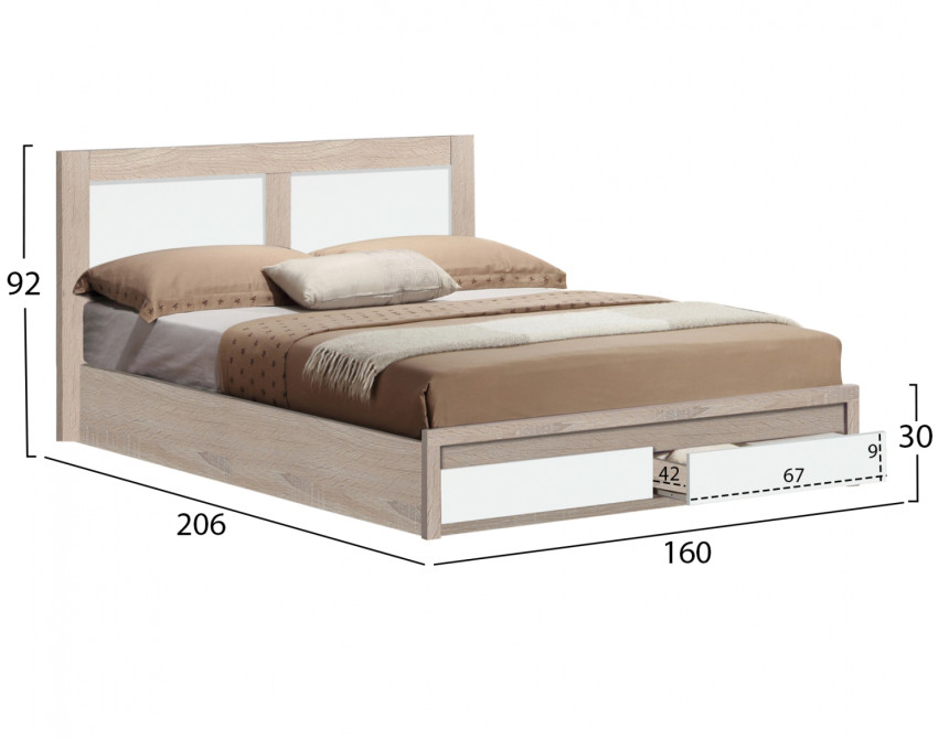 ΚΡΕΒΑΤΙ CAPRI HM312.06 ΜΕ 2 ΣΥΡΤΑΡΙΑ SONAMA ΛΕΥΚΟ ΓΙΑ ΣΤΡΩΜΑ 150x200 εκ.