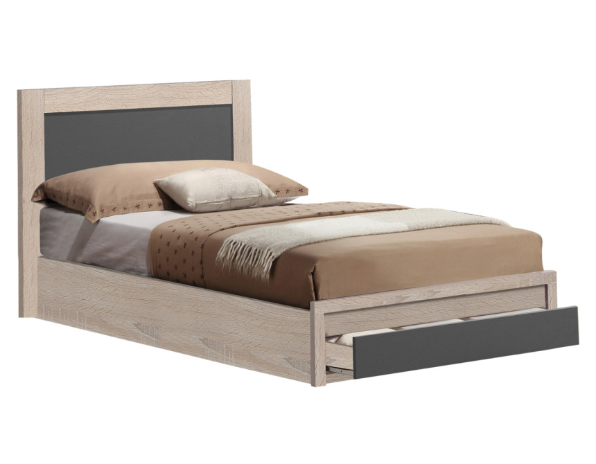 ΚΡΕΒΑΤΙ MELANY HM323.04 ΜΕ 1 ΣΥΡΤΑΡΙ SONΟMA ΓΚΡΙ ΓΙΑ ΣΤΡΩΜΑ 110Χ190 εκ.