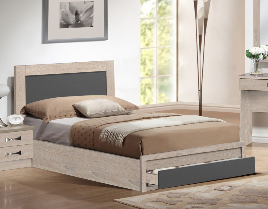 ΚΡΕΒΑΤΙ MELANY HM323.04 ΜΕ 1 ΣΥΡΤΑΡΙ SONΟMA ΓΚΡΙ ΓΙΑ ΣΤΡΩΜΑ 110Χ190 εκ.