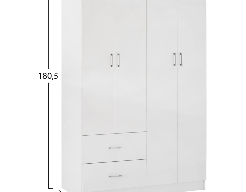 ΝΤΟΥΛΑΠΑ 4ΦΥΛΛΗ ME 2 ΣΥΡΤΑΡΙΑ BLAKELY HM339.05 ΛΕΥΚΗ 120Χ42,5Χ180,5 εκ.