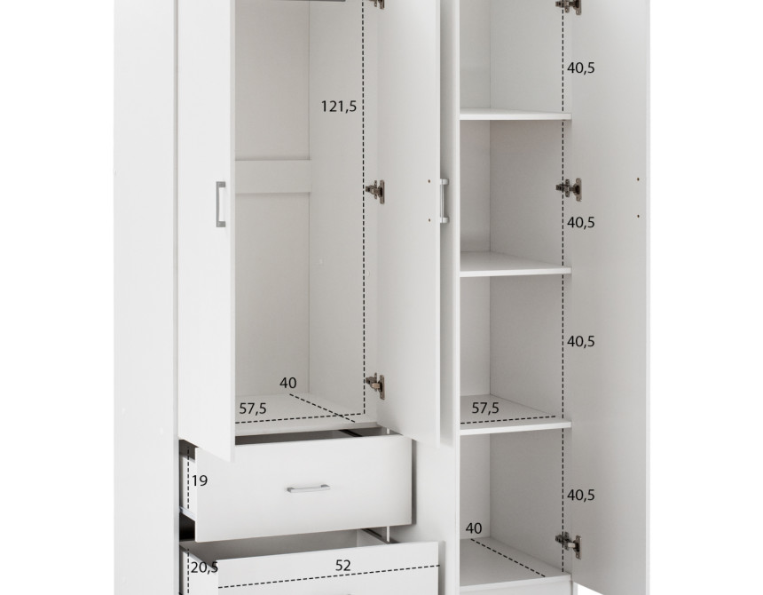 ΝΤΟΥΛΑΠΑ 4ΦΥΛΛΗ ME 2 ΣΥΡΤΑΡΙΑ BLAKELY HM339.05 ΛΕΥΚΗ 120Χ42,5Χ180,5 εκ.