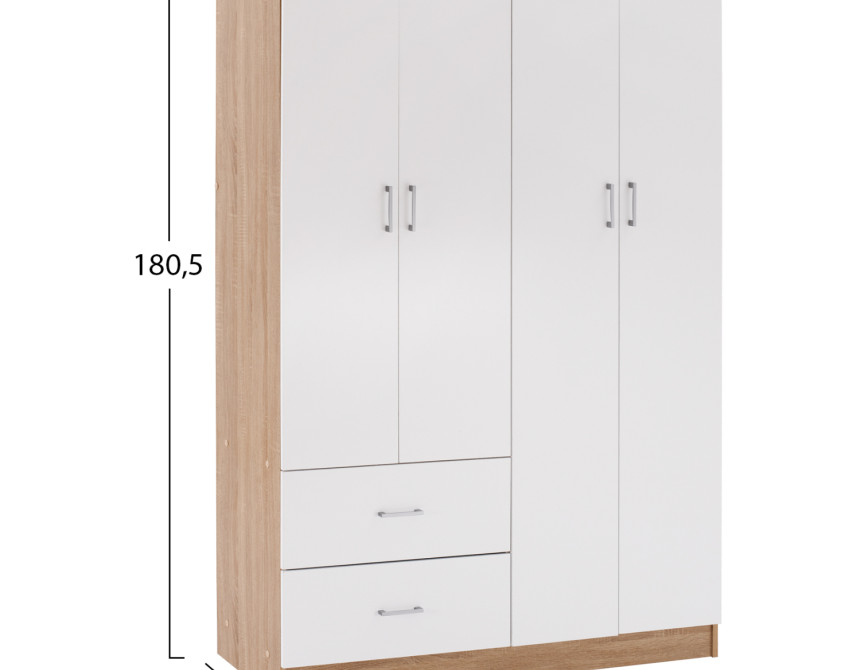 ΝΤΟΥΛΑΠΑ 4ΦΥΛΛΗ ME 2 ΣΥΡΤΑΡΙΑ BLAKELY HM339.06 SONAMA ΛΕΥΚΗ 120Χ42,5Χ180,5 εκ.
