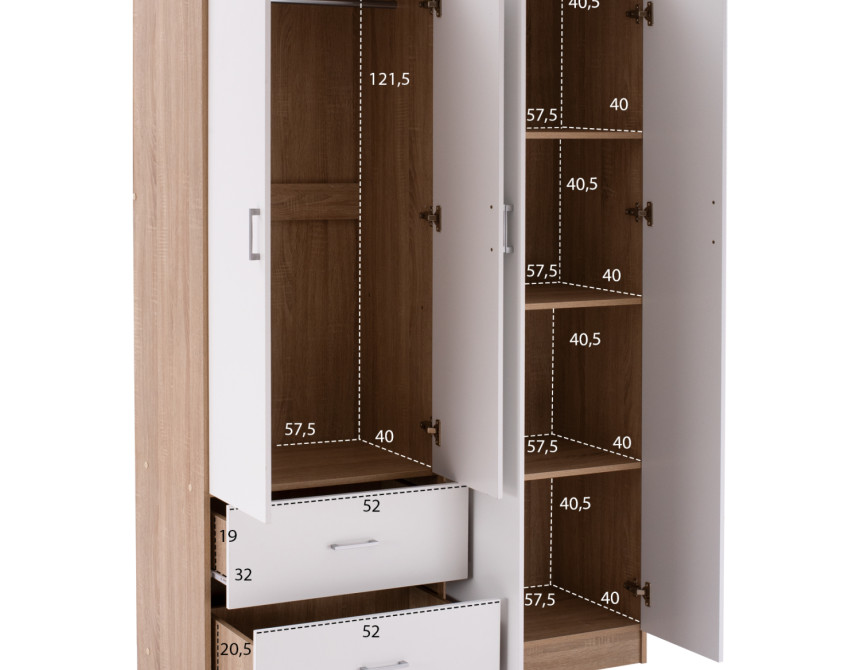 ΝΤΟΥΛΑΠΑ 4ΦΥΛΛΗ ME 2 ΣΥΡΤΑΡΙΑ BLAKELY HM339.06 SONAMA ΛΕΥΚΗ 120Χ42,5Χ180,5 εκ.