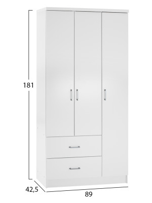 ΝΤΟΥΛΑΠΑ 3ΦΥΛΛΗ ME 2 ΣΥΡΤΑΡΙΑ CAESAR HM340.05 ΛΕΥΚΗ 89x42,5x181 εκ.