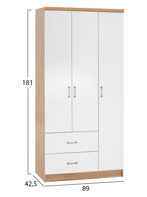 ΝΤΟΥΛΑΠΑ 3ΦΥΛΛΗ ME 2 ΣΥΡΤΑΡΙΑ CAESAR HM340.06 SONAMA - ΛΕΥΚO 89x42,5x181 εκ.