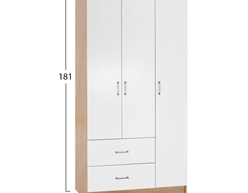 ΝΤΟΥΛΑΠΑ 3ΦΥΛΛΗ ME 2 ΣΥΡΤΑΡΙΑ CAESAR HM340.06 SONAMA - ΛΕΥΚO 89x42,5x181 εκ.