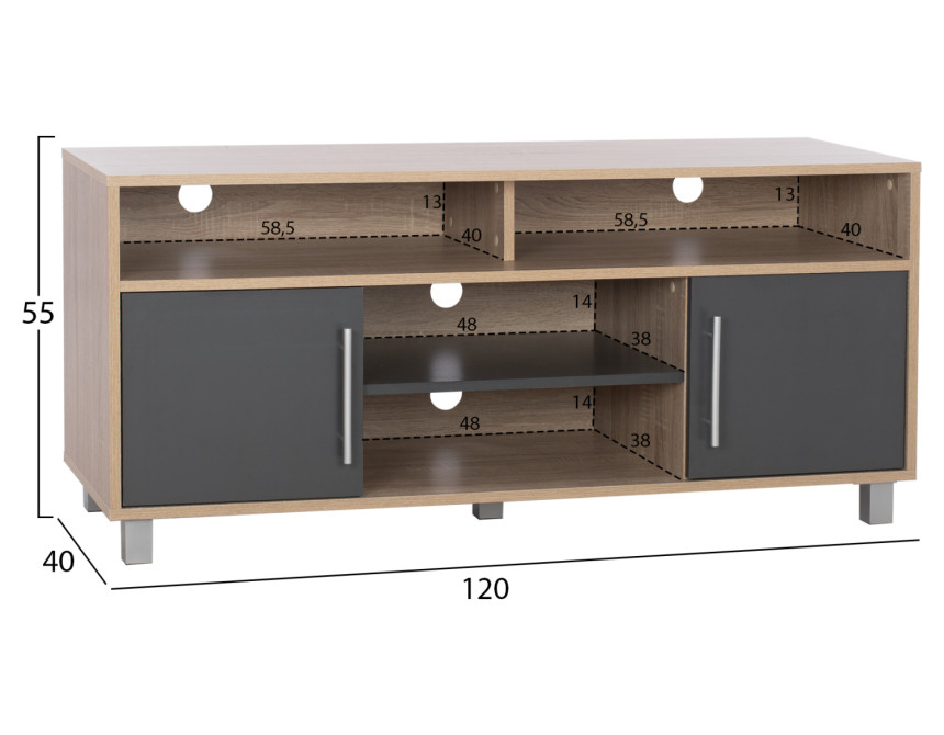 ΕΠΙΠΛΟ ΤΗΛΕΟΡΑΣΗΣ DANNA ΜΕΛΑΜΙΝΗΣ HM2202.04 SONAMA-ΓΚΡΙ 120x40x55 εκ.