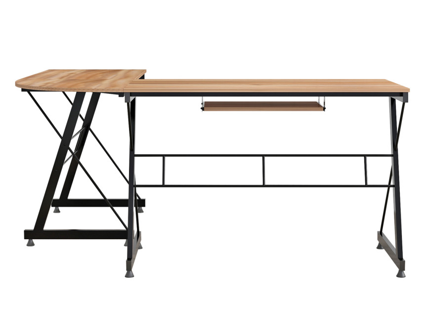 ΓΩΝΙΑΚΟ ΓΡΑΦΕΙΟ WALNUT ΕΠΙΦΑΝΕΙΑ ΜΕ ΜΕΤΑΛΛΙΚΟ ΣΚΕΛΕΤΟ HM2127.02 158Χ120Χ74εκ.