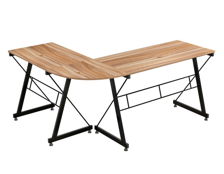 ΓΩΝΙΑΚΟ ΓΡΑΦΕΙΟ WALNUT ΕΠΙΦΑΝΕΙΑ ΜΕ ΜΕΤΑΛΛΙΚΟ ΣΚΕΛΕΤΟ HM2127.02 158Χ120Χ74εκ.